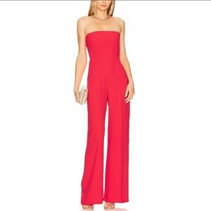 Elegant Red Strapless Jumpsuit